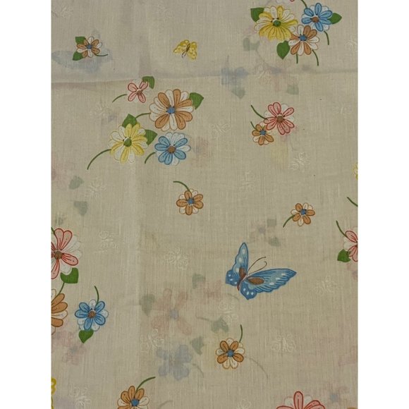 Vtg Thomaston Pink Butterfly Standard Pillow Case Linen Cotton Floral Blue - Picture 6 of 7